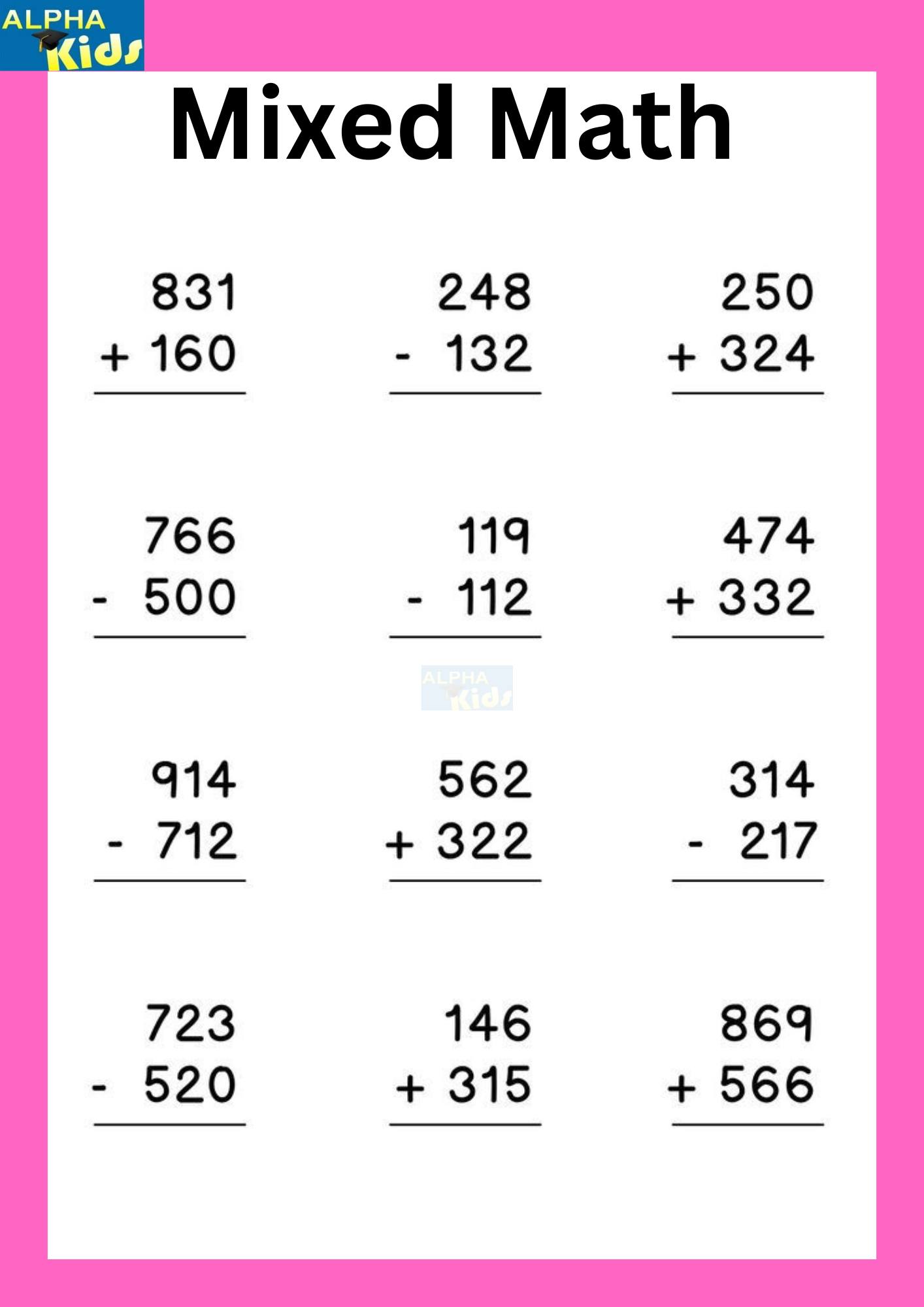 Math worksheet... - Alpha kids :worksheets and activities | Facebook