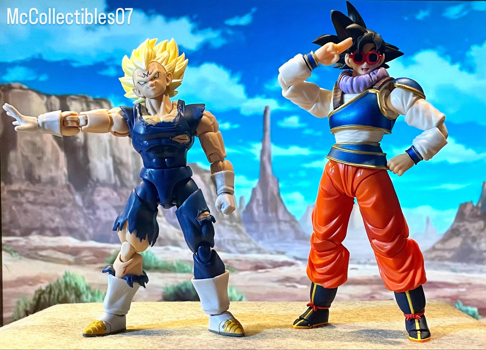 Majin Vegeta and Goku action figures from Dragon Ball Z