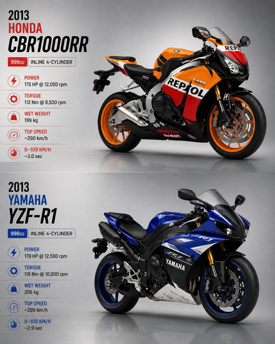 Honda CBR1000RR Specs Comparison