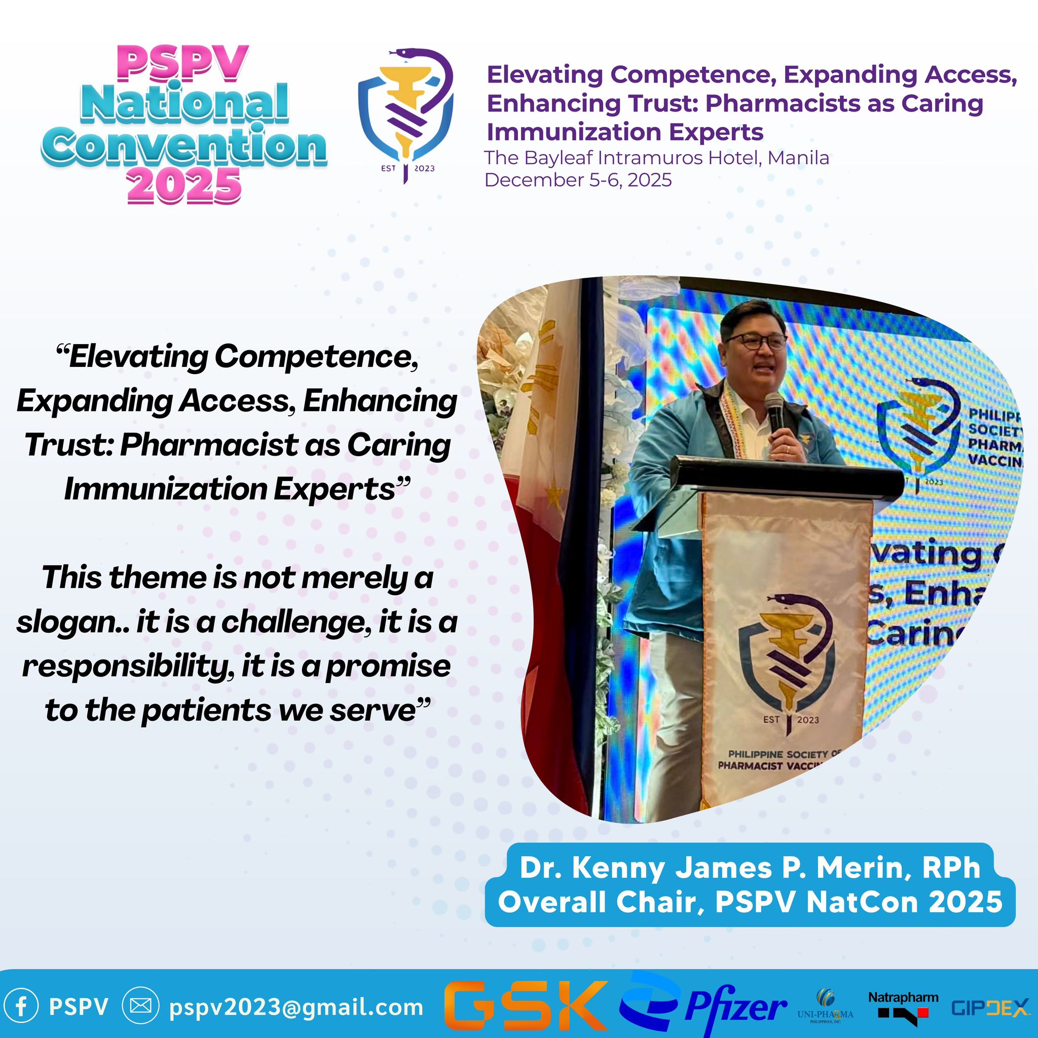 Dr. Kenny James P. Merin, RPh, Overall Chair of the PSPV National ...
