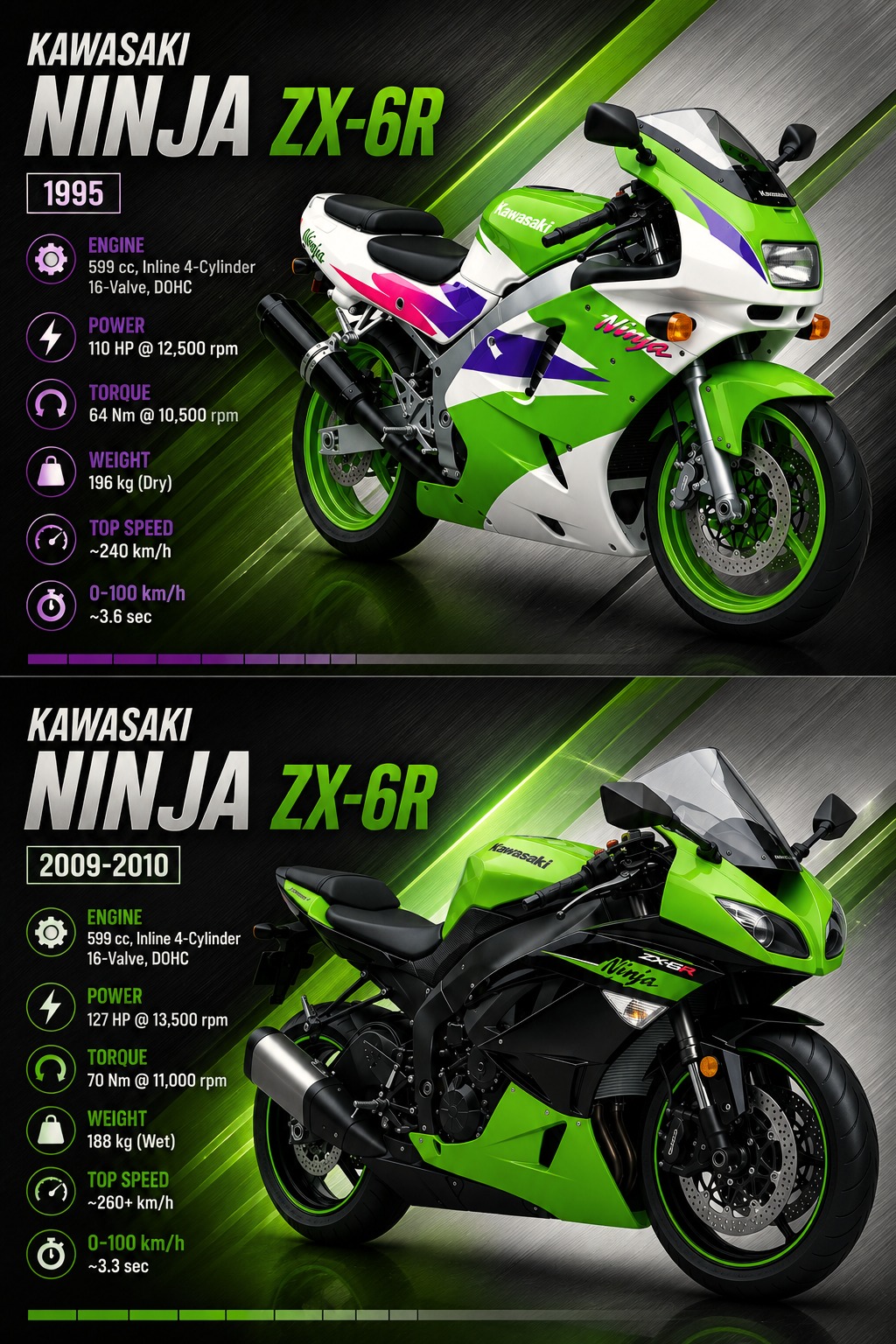 The evolution of the Ninja ZX-6R over the last twenty years is a