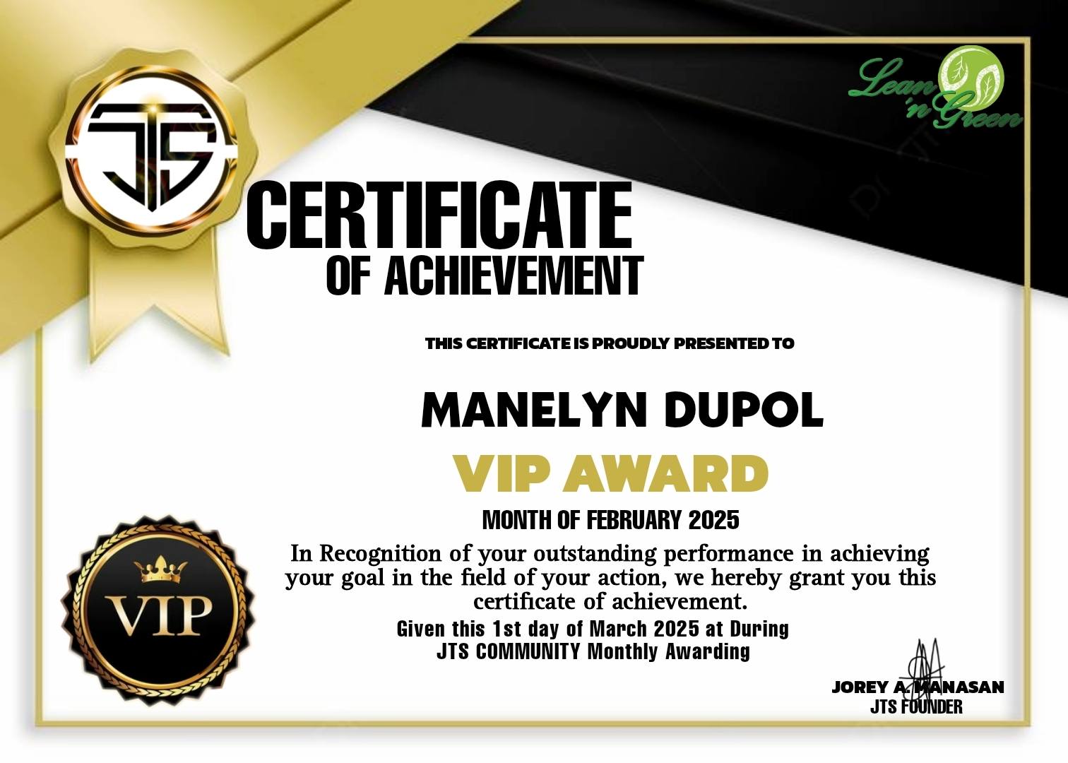 JTS Community - CONGRATULATIONS TO ALL VIP GOLD AWARDEES... | Facebook