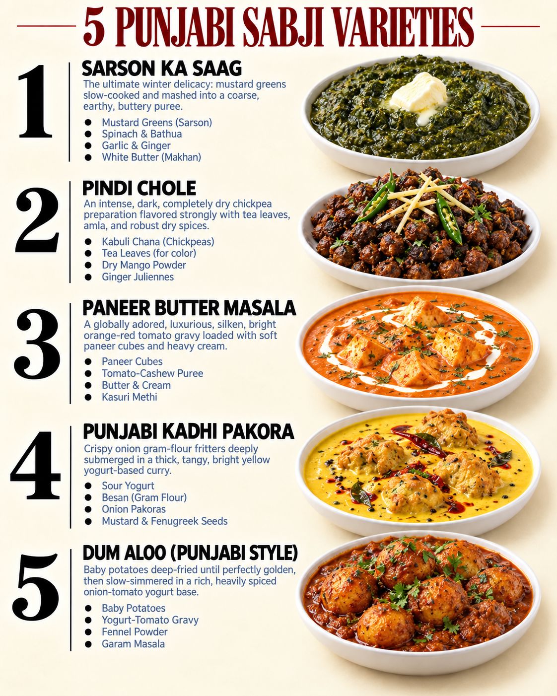 Everyday - 5 PUNJABI SABJI VARIETIES 1. SARSON KA SAAG Ingredients