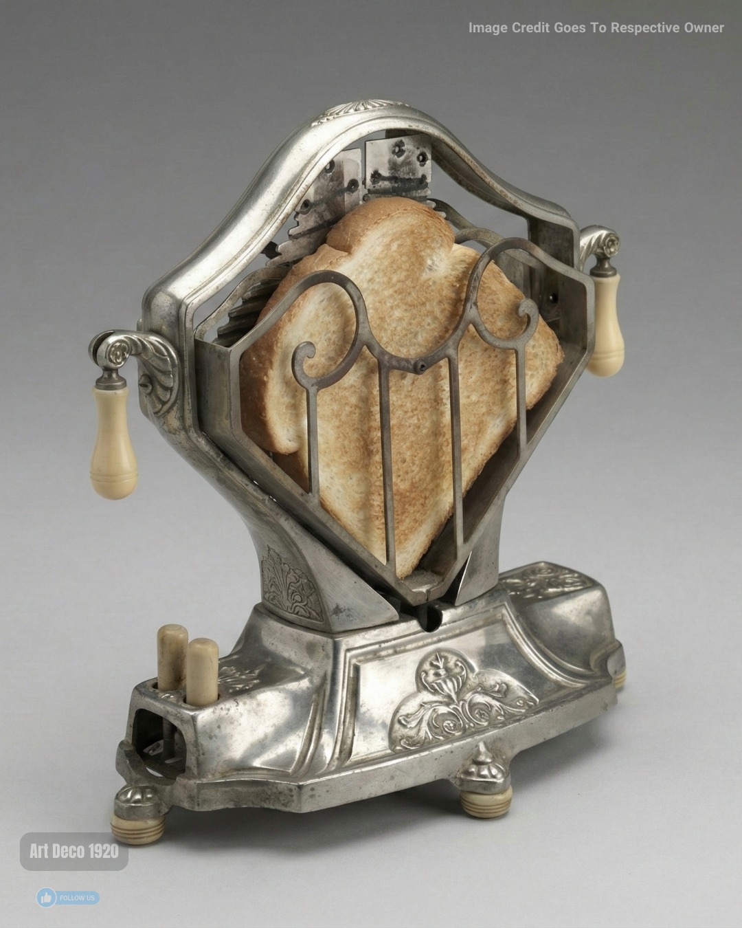 This beautifully ornate vintage toaster is a celebration of early
