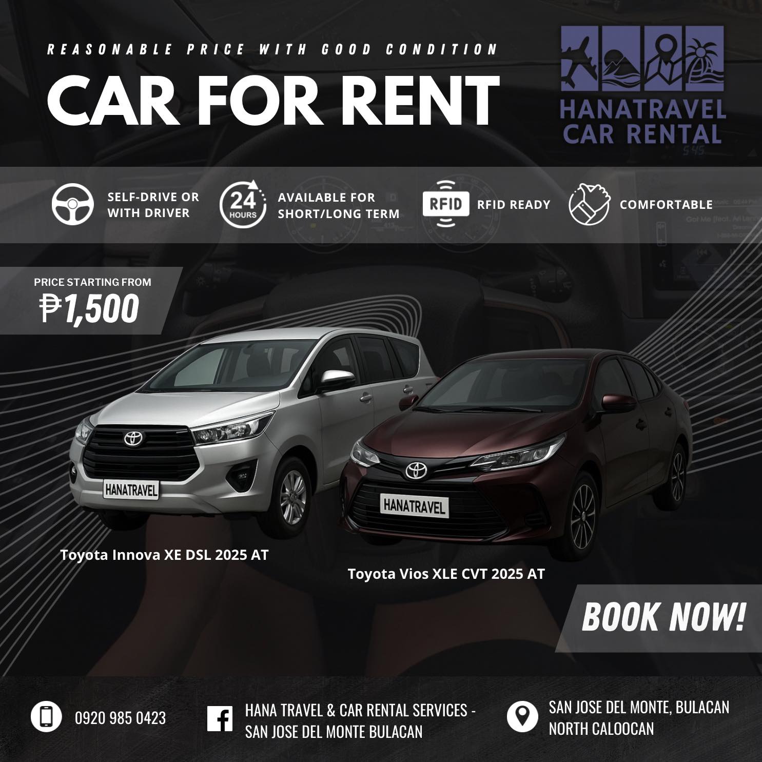 HANA - CAR FOR RENT - ACCEPTING ADVANCE BOOKINGS! 🚗 Available Units: 🛞 ...