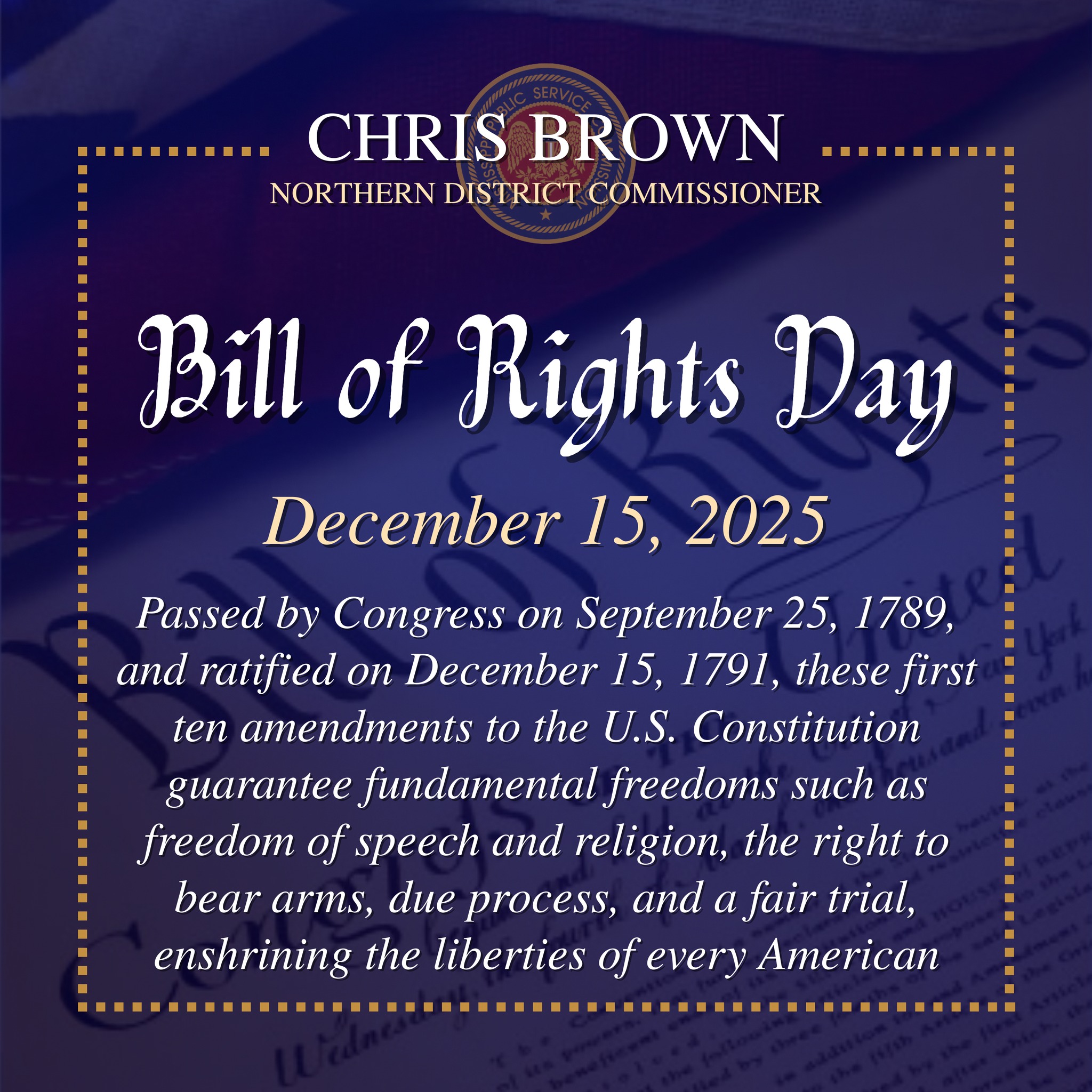 Today we recognize Bill of Rights Day, honoring the first ten ...