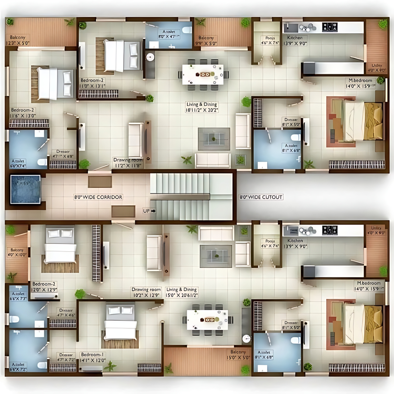 DreamFlow - a floor plan for a multi-story residential building ...