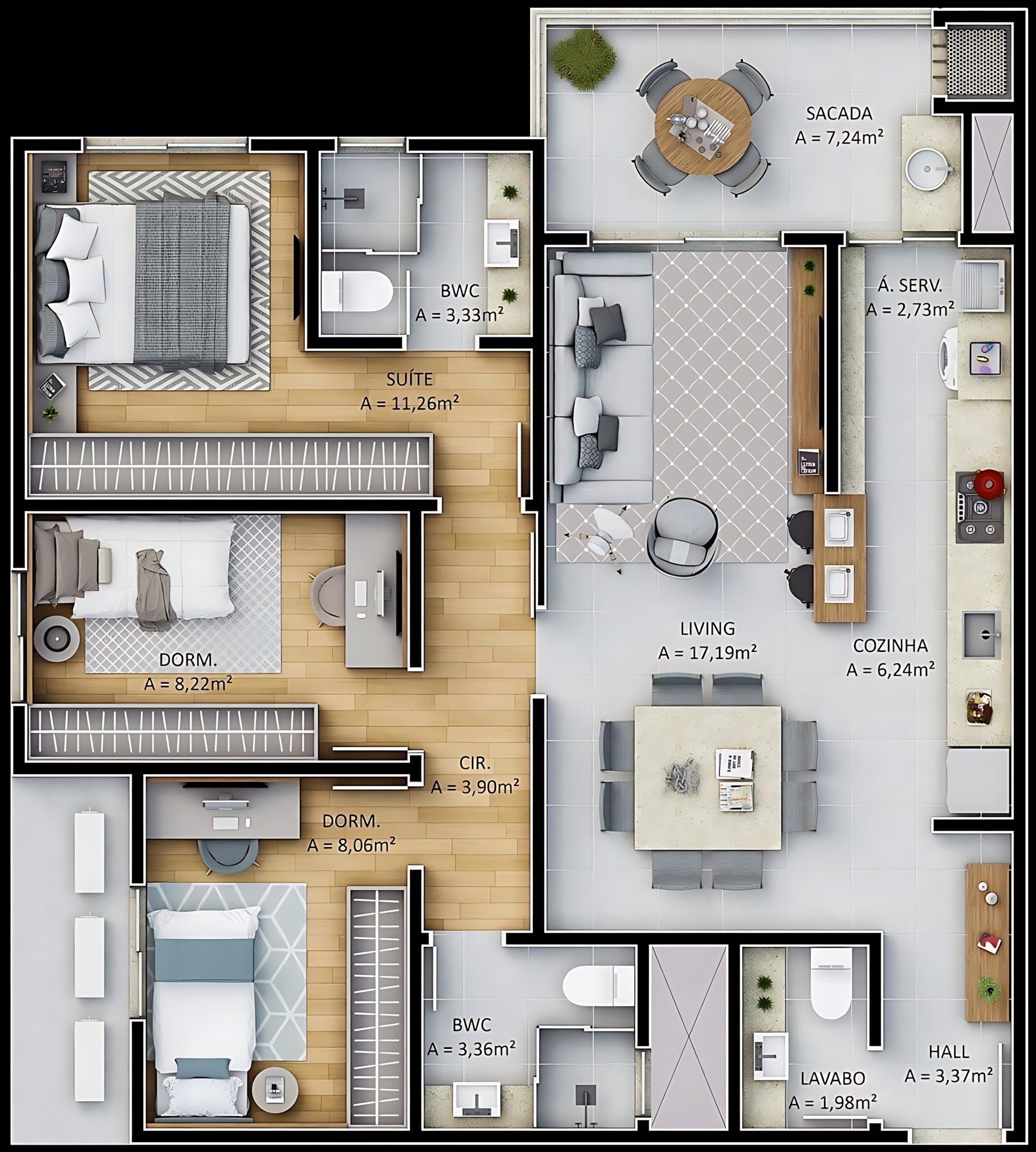 DreamFlow - a top-down floor plan of an apartment or house. It ...