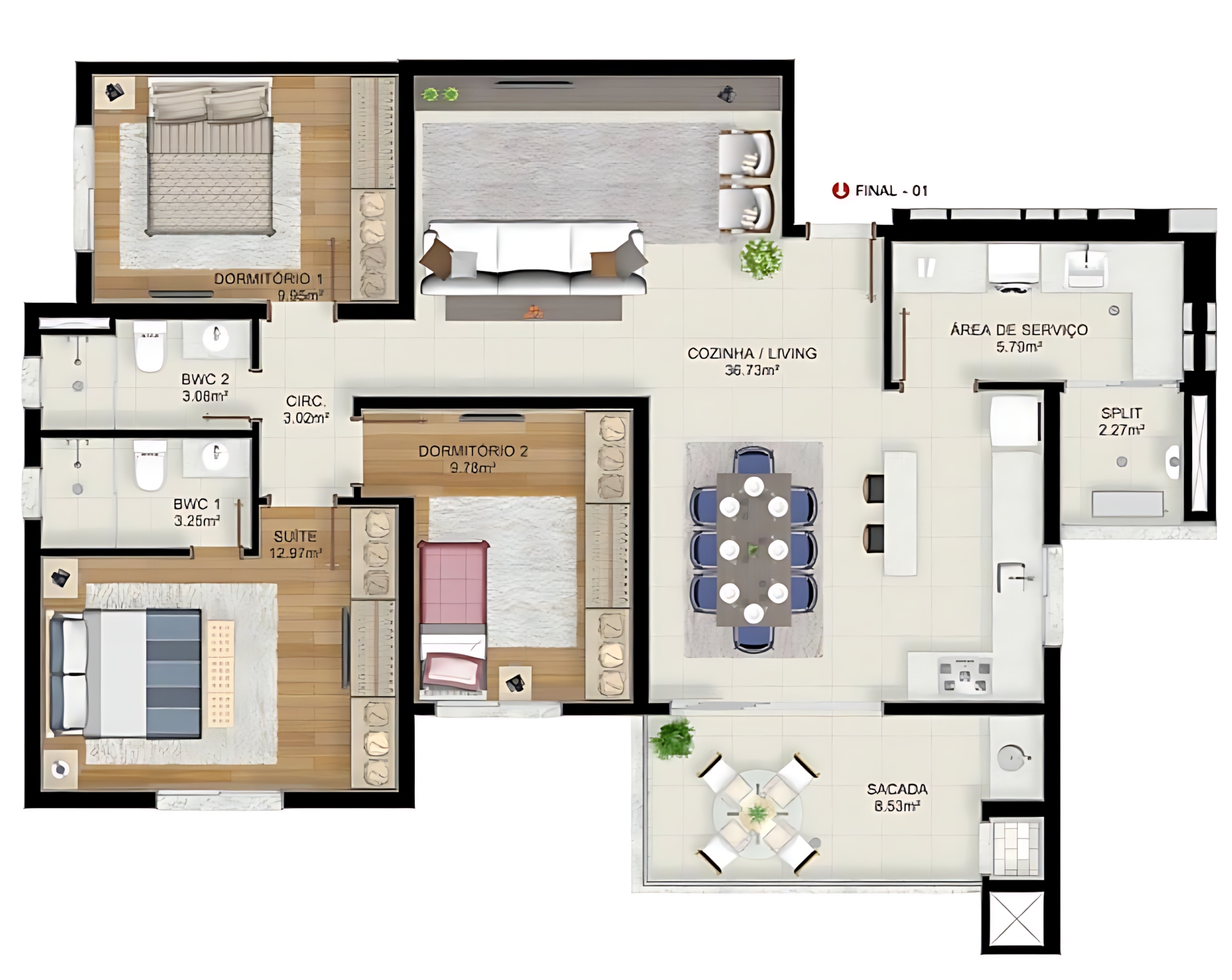 DreamFlow - The image depicts a floor plan for a residential apartment ...