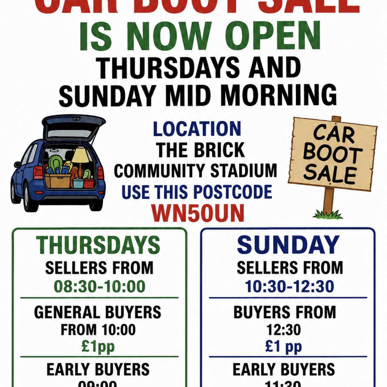 🚗🔥 THE BIG WIGAN AFTERNOON CAR BOOT SALE 🔥🚗 📍 THE BRICK COMMUNITY ...