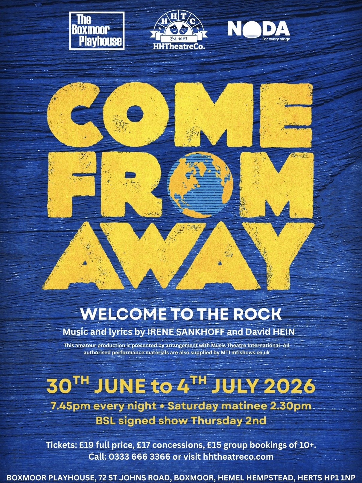 Come From Away at Boxmoor Playhouse from June 30th to July 4th 2026