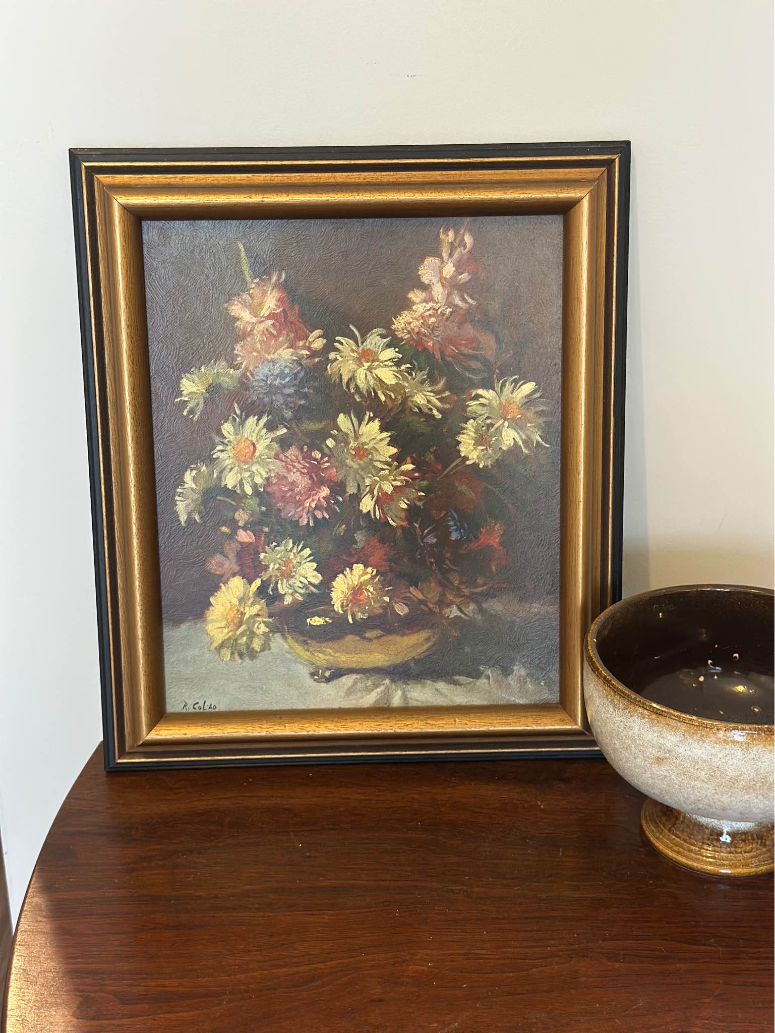 SEARS 1937年メンズ カタログ 生地見本付き Vintage framed floral still life print on textured board. This