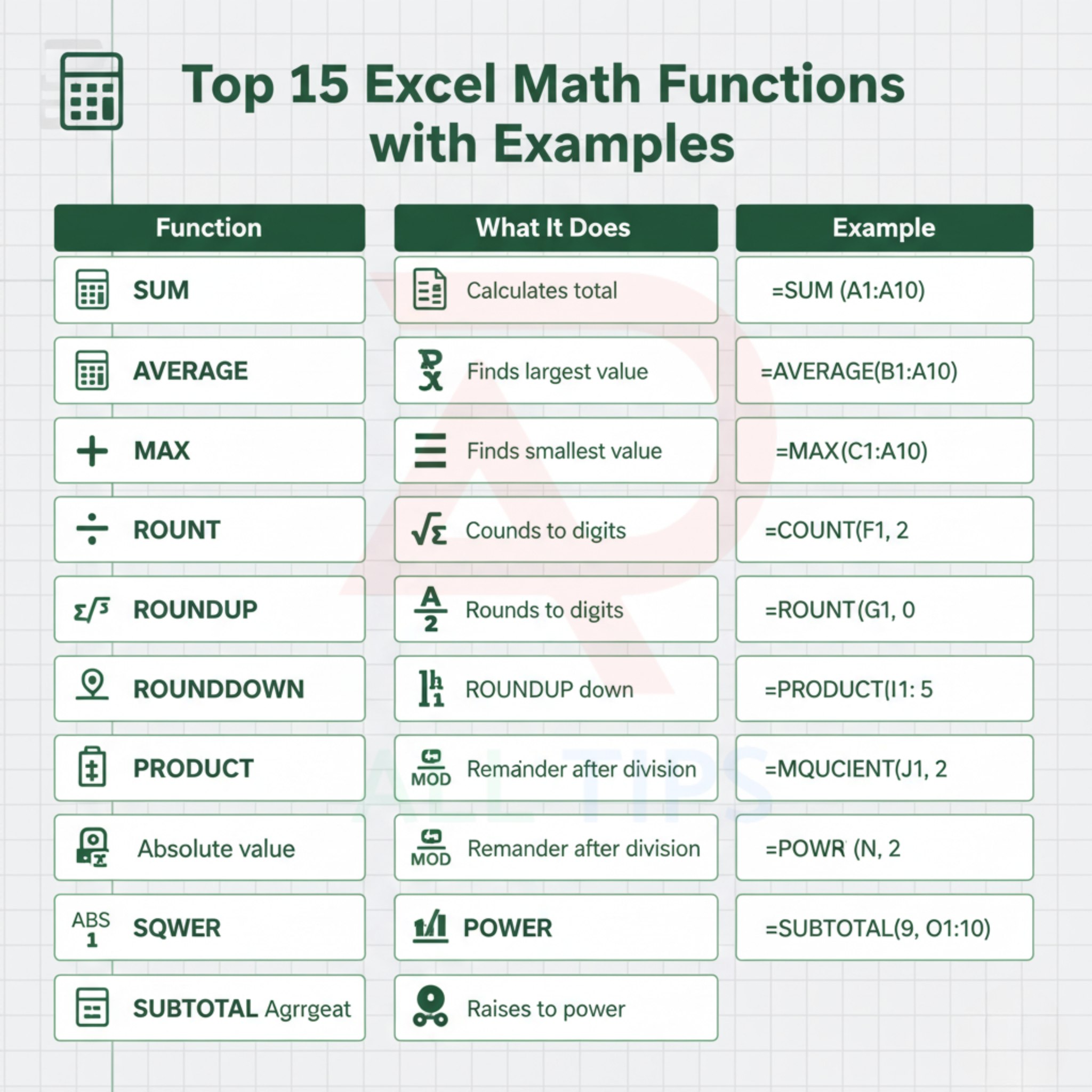 AR - 15 MUST‑Know Excel Math Functions! 🔢⚡ Make your Excel journey ...