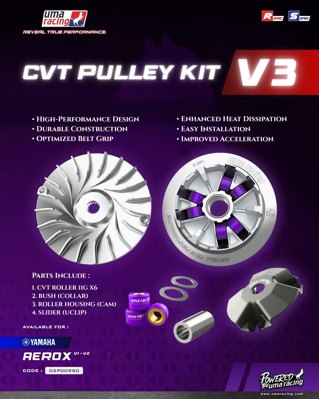 UMA - Push your Aerox to the next level with the UMA Racing CVT Pulley ...