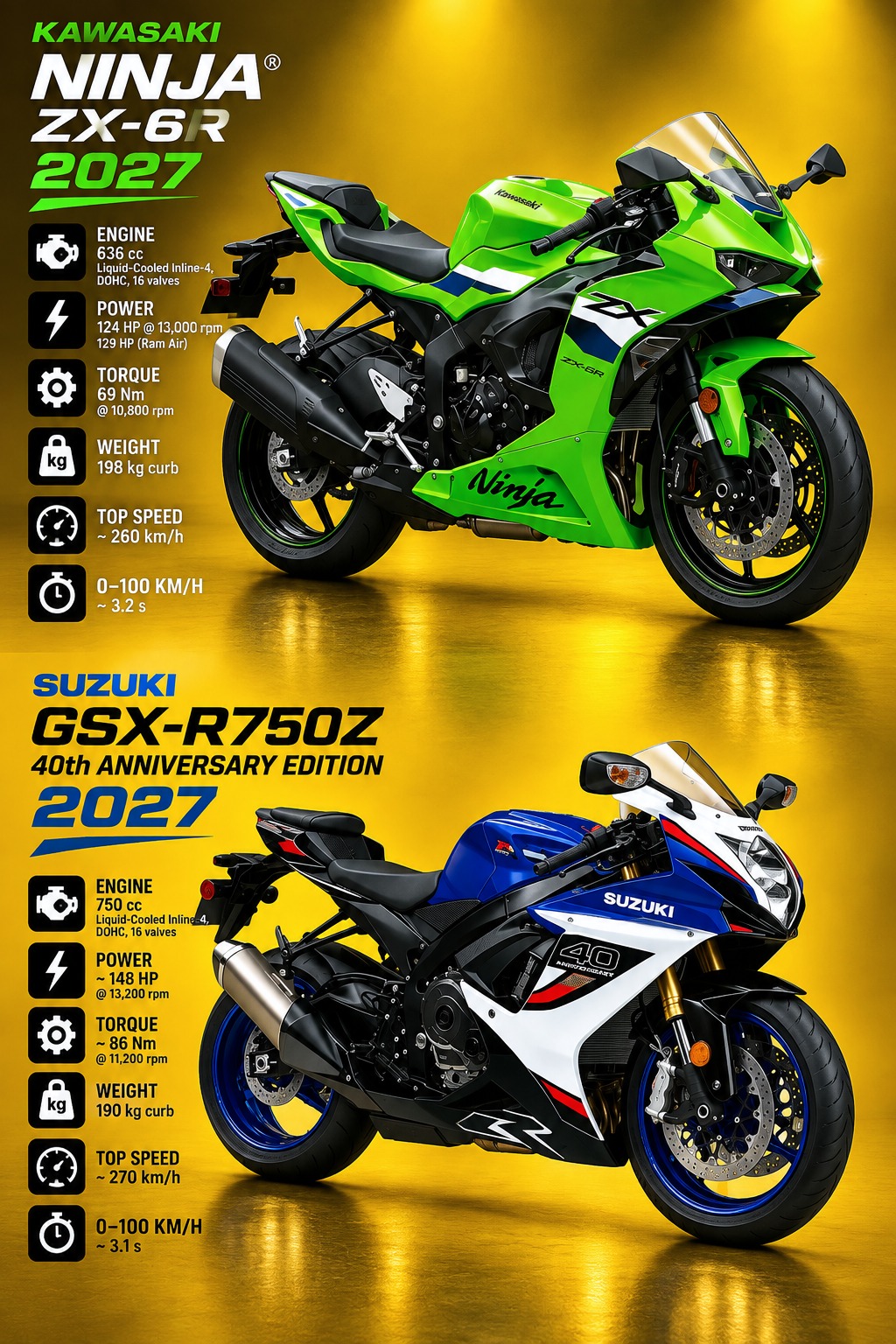 2027 Kawasaki Ninja ZX-6R & 2027 Suzuki GSX-R750Z 40th Anniversary