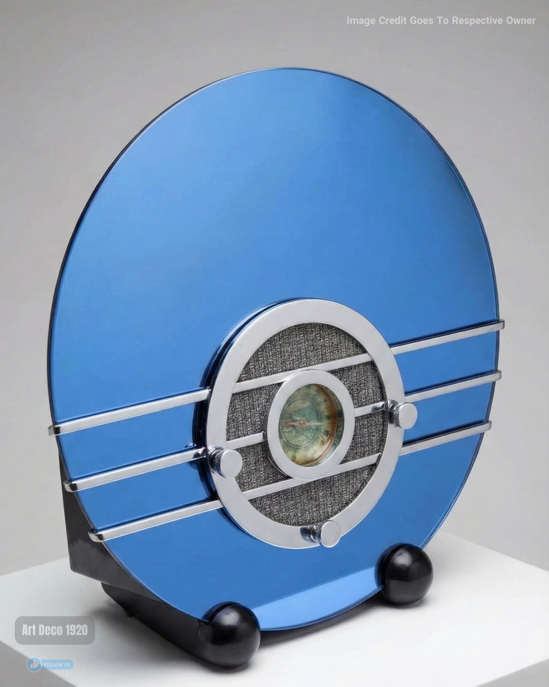 Art Deco radio with rich wood and brass details