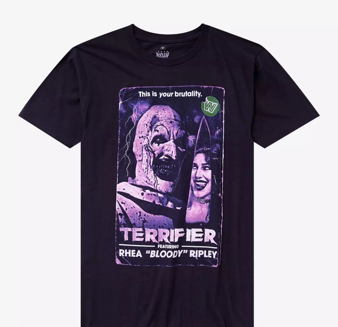 Rhea Ripley x Terrifier. This is THEIR brutality. Shop the