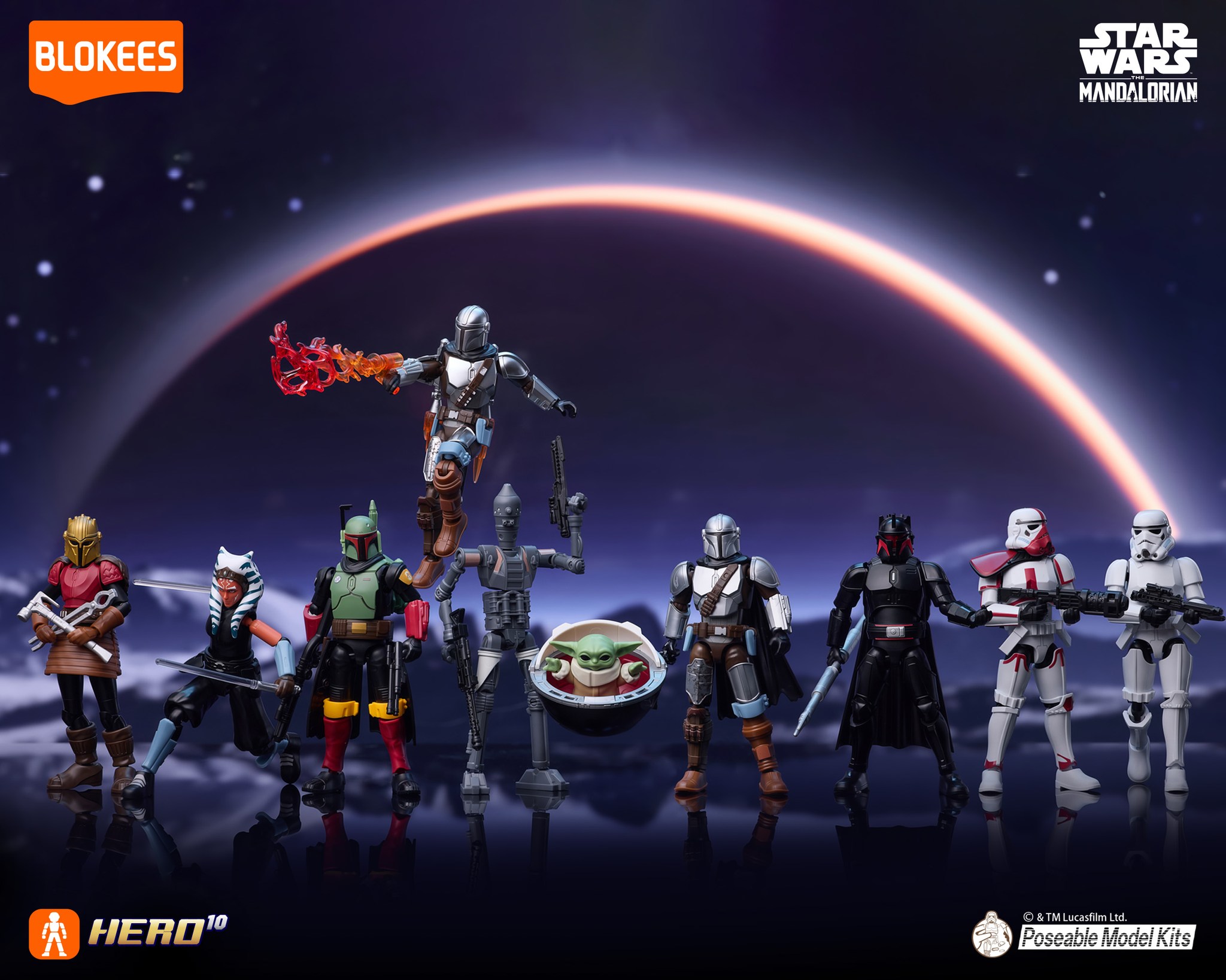 Blokees Star Wars Mandalorian model kit with Grogu