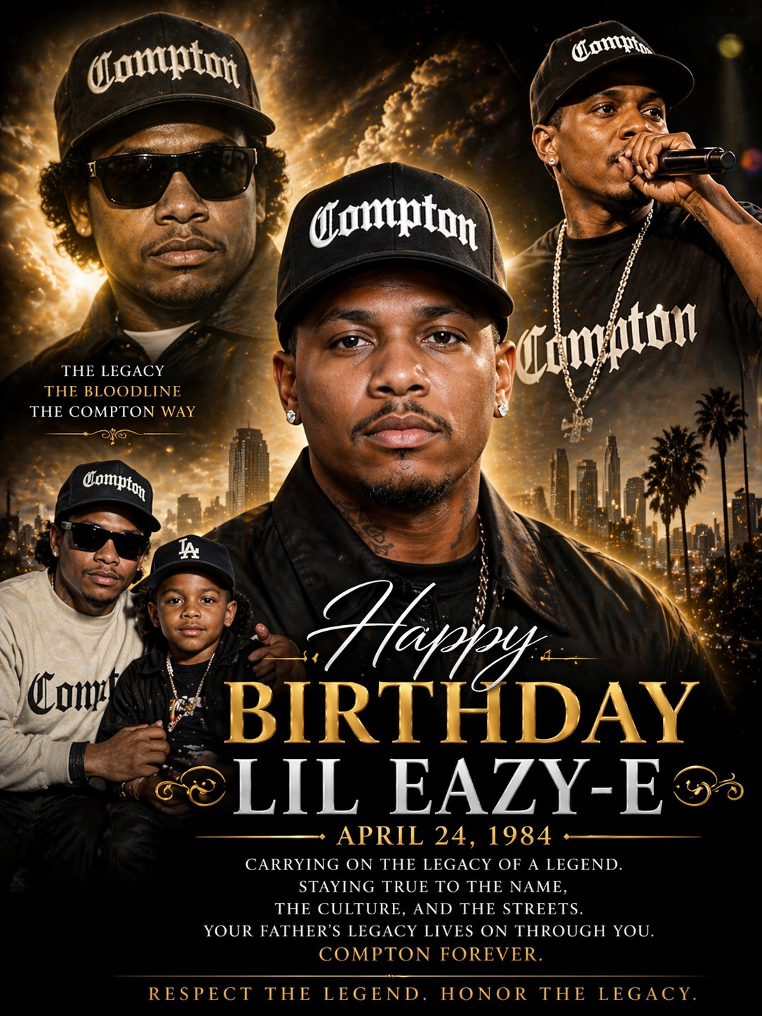 Lil Eazy-E (Eric Darnell Wright Jr.), born April 23, 1984, in