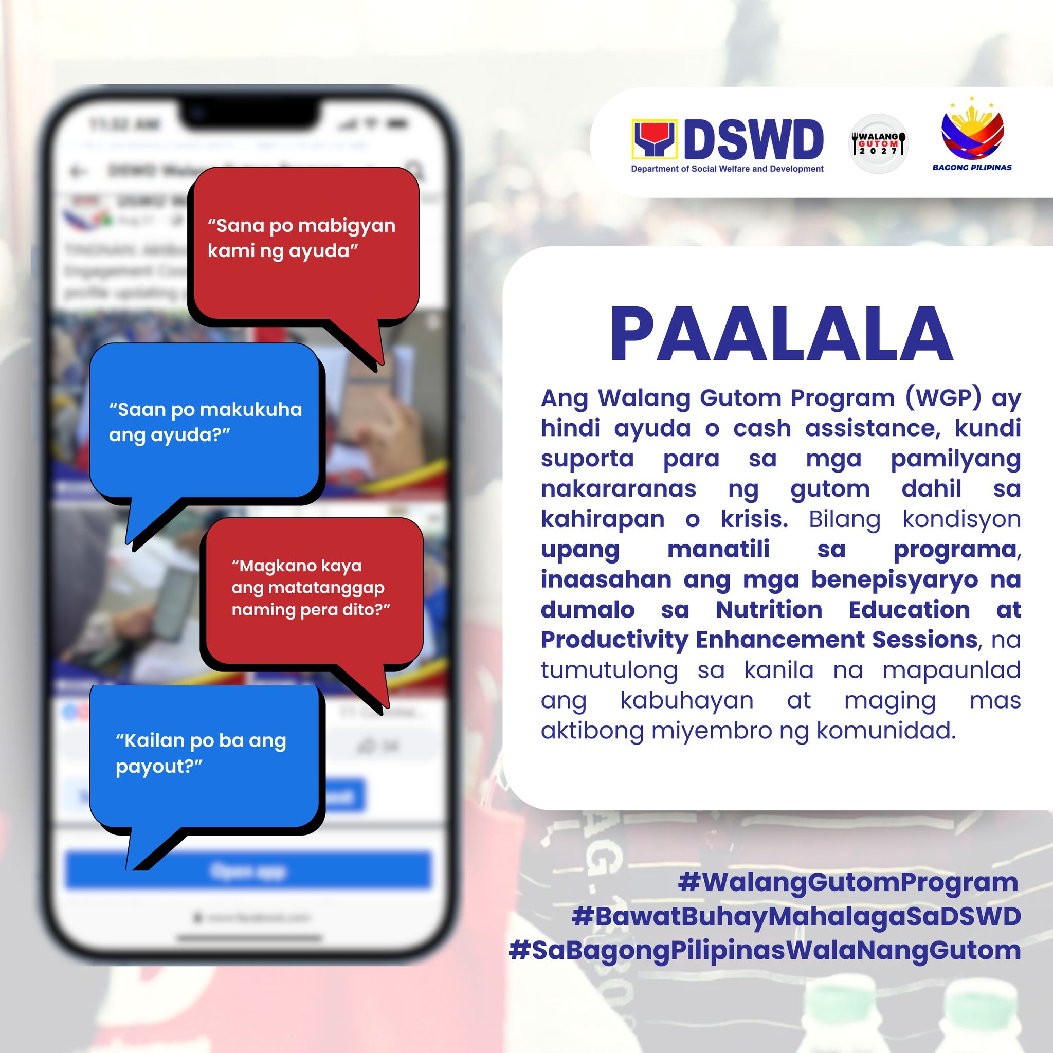 DSWD - ALAM NIYO BA? Hindi lang basta ayuda ang Walang Gutom Program ...