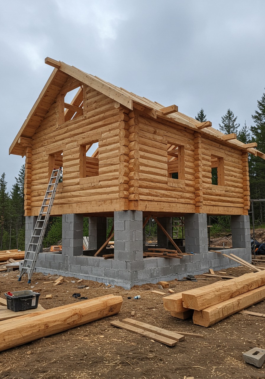 Postworksllc - Log structure build in progress — solid timber ...