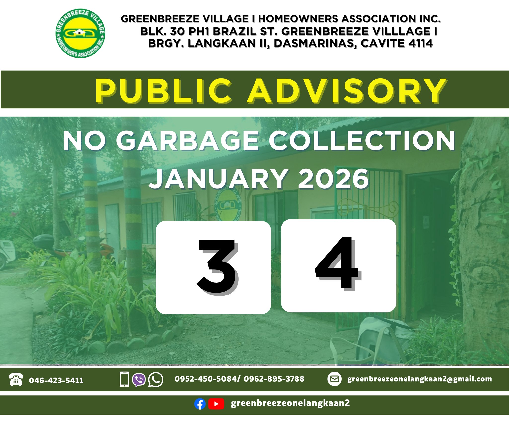 Greenbreeze - No garbage collection today January 3, 2026 and tomorrow ...