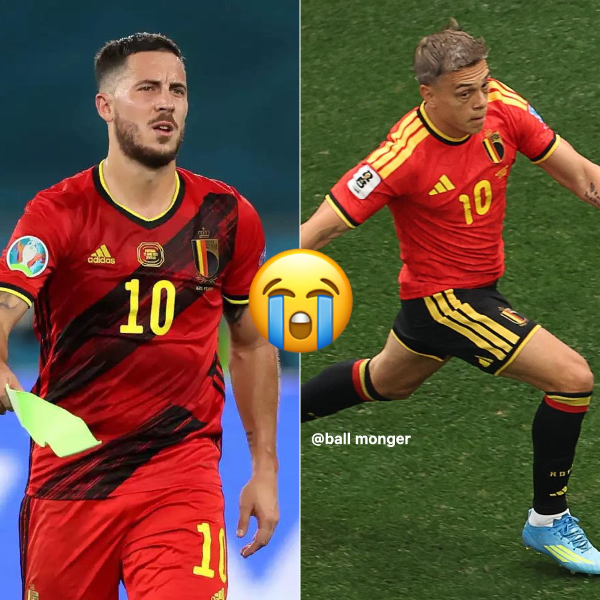 Belgium went from Eden Hazard wearing number 10 jersey to Leandro