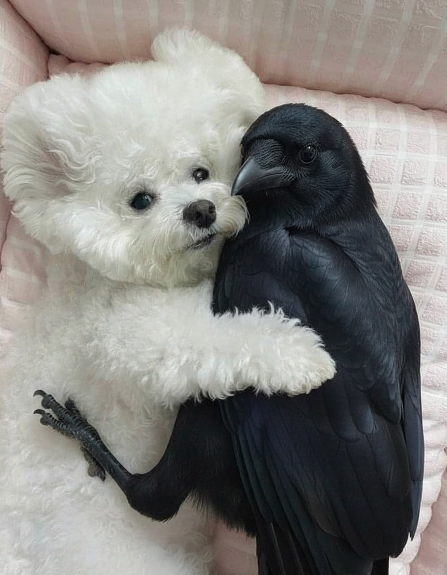 Crow - Every night, the little dog and the crow curl up together in ...