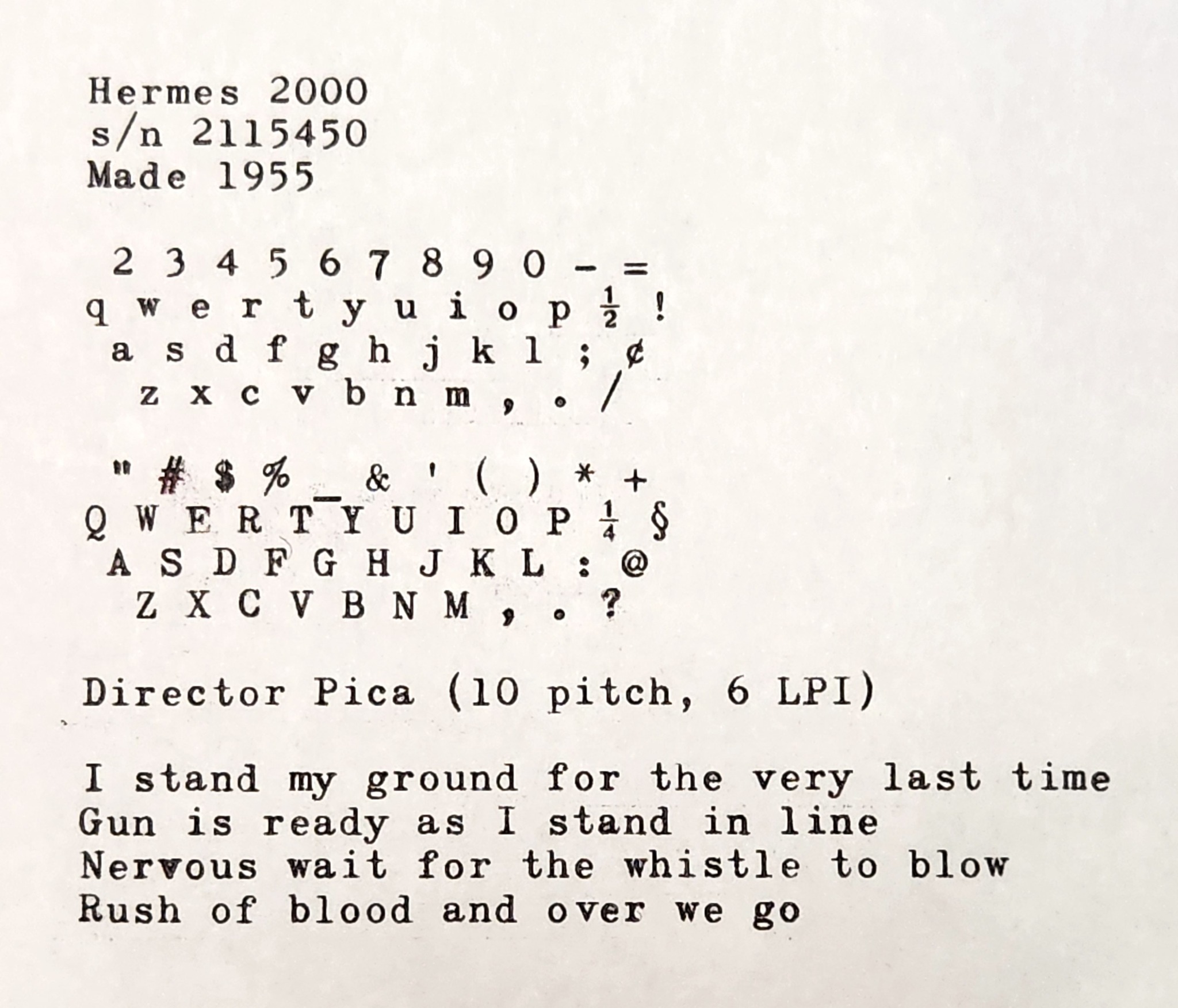 Identify symbol on 1953 Hermes 2000 typewriter