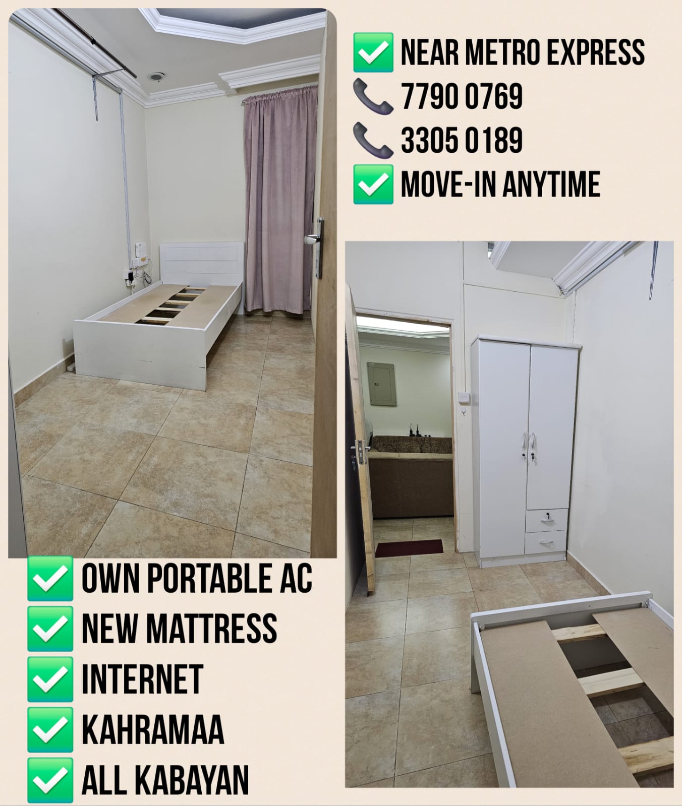 Bedspace & Room for rent Qatar | PTPA: Partitions for Rent | Facebook