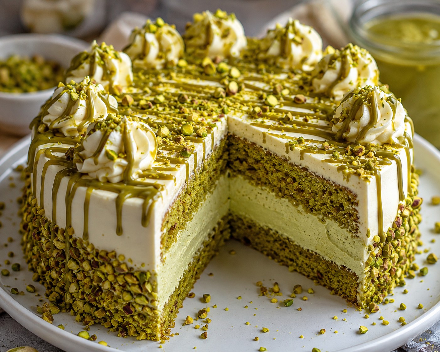 Pistachio Mousse Cake for true pistachio lovers 💚 Only at Paris