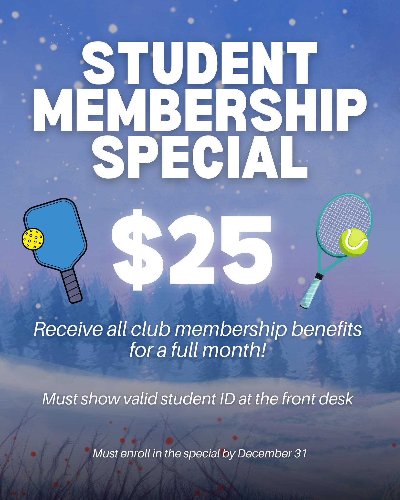 🎓 Student deal alert! Get a full... - Ellington Racquet Club | Facebook