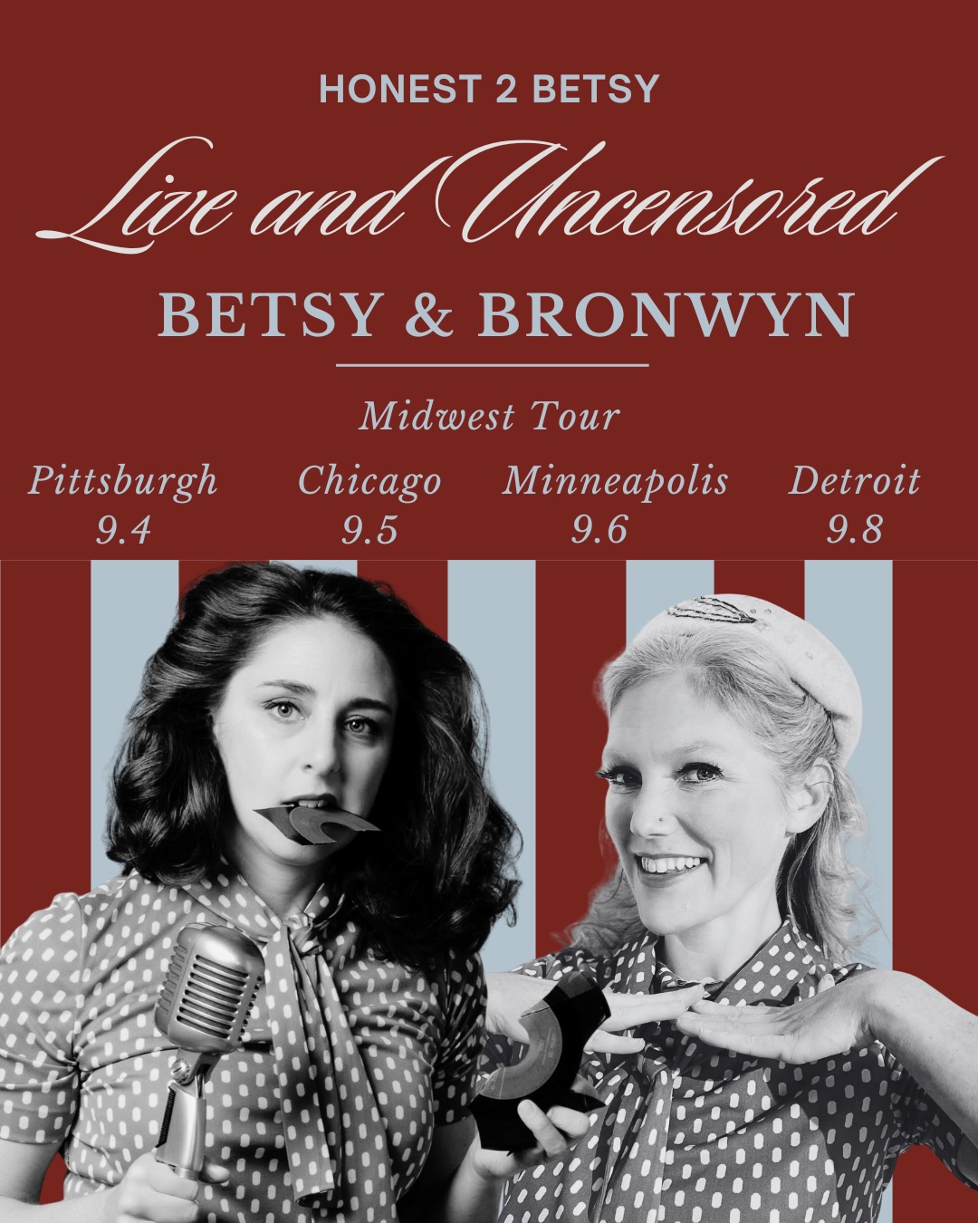 NEXT WEEK! Betsy and Bronwyn hit the road. If you want to be