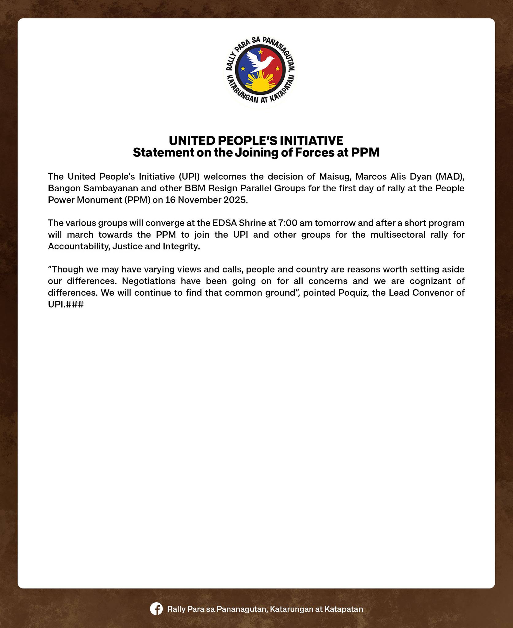 Rally - BASAHIN Statement on the Joining of Forces at PPM The United ...