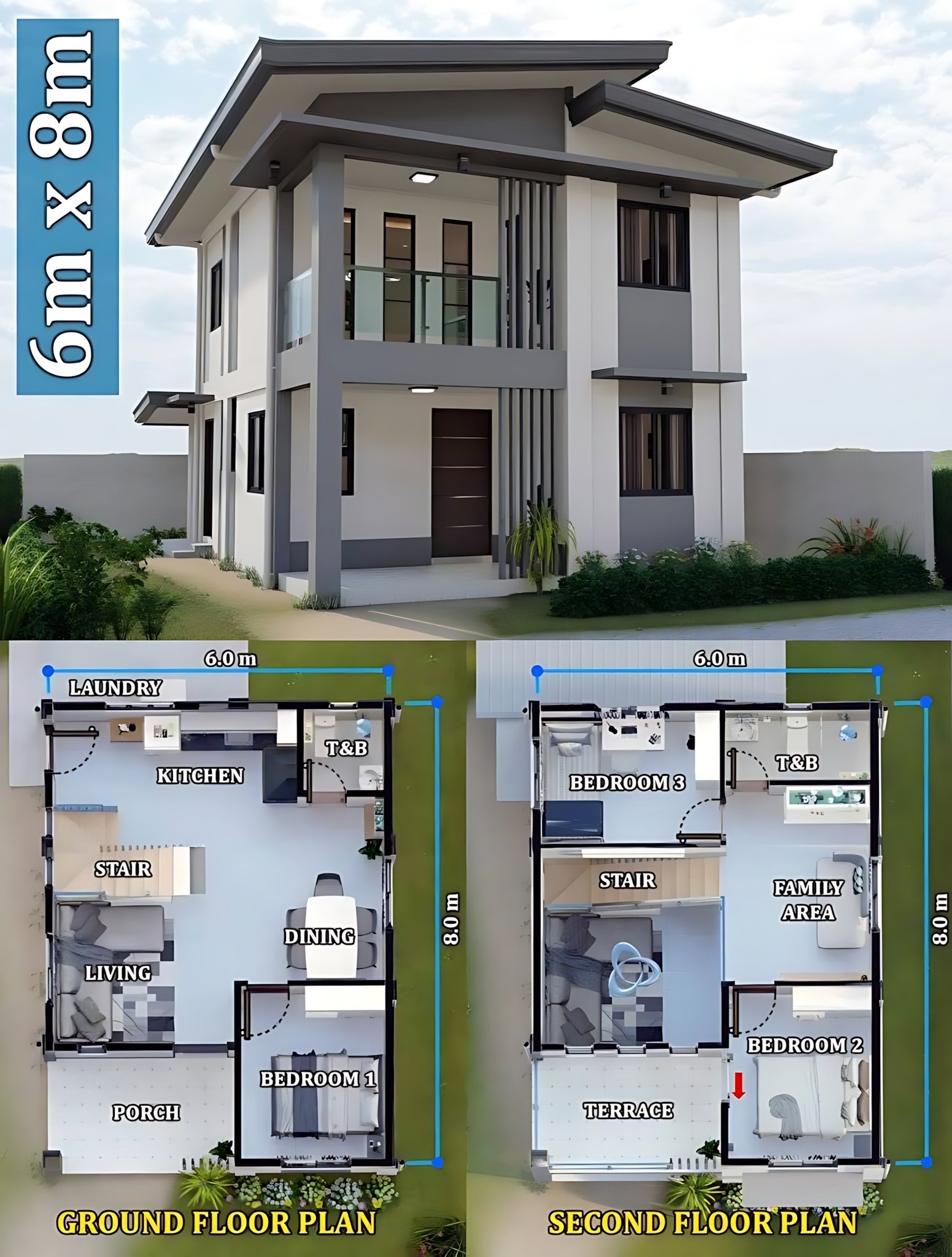 DreamFlow - a modern, two-story house design with accompanying floor ...