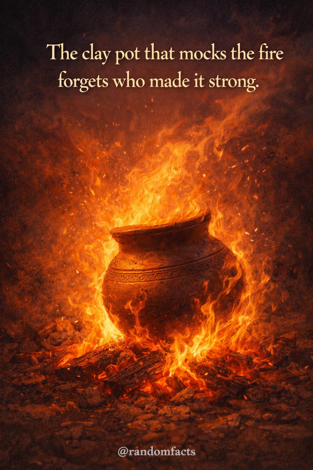 Random - Clay by itself is soft and fragile. It is the fire that ...