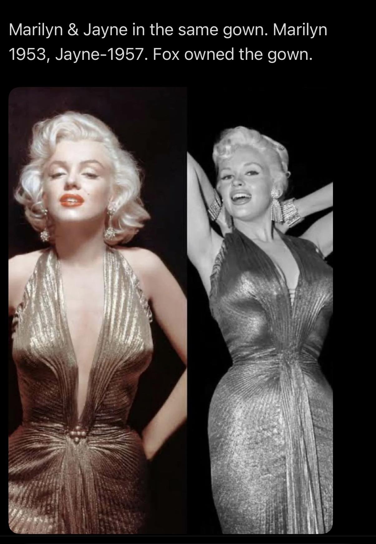 marilyn monroe homecoming dress They didn't just share the spotlight… they shared the same dress. In 1953, turned heads in this shimmering gold gown—bold, daring, unforgettable. Just four years later, Jayne Mansfield stepped into marilyn monroe fashion 1950s
