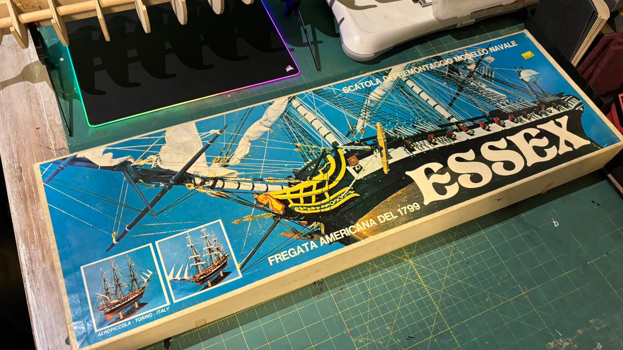 Essex, 32 gun frigate in a 2 liter bottle. Built a few years ago.