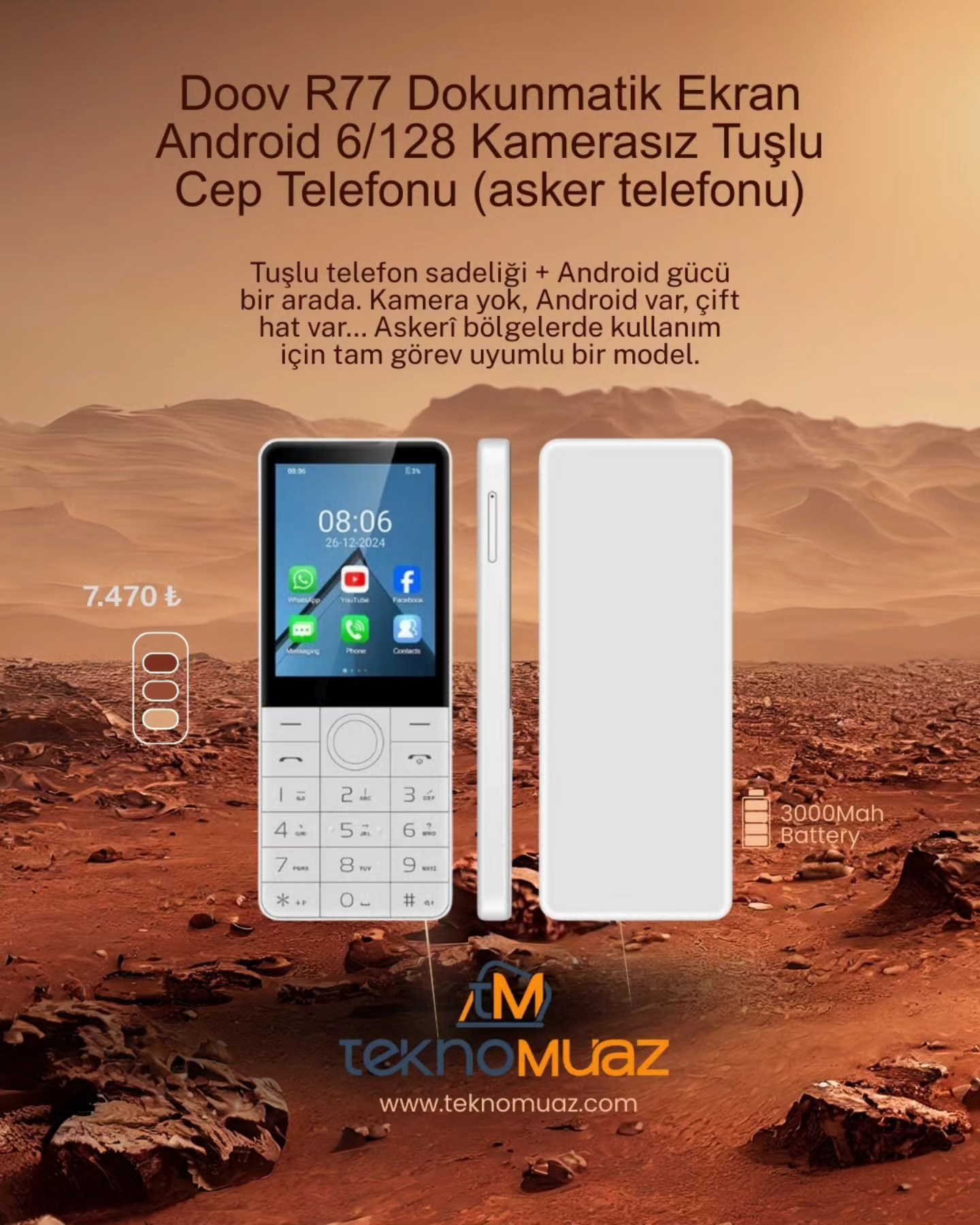 Tekno - 📱 DOOV R77 – Askerî Bölge Uyumlu Kamerasız Android Telefon ...