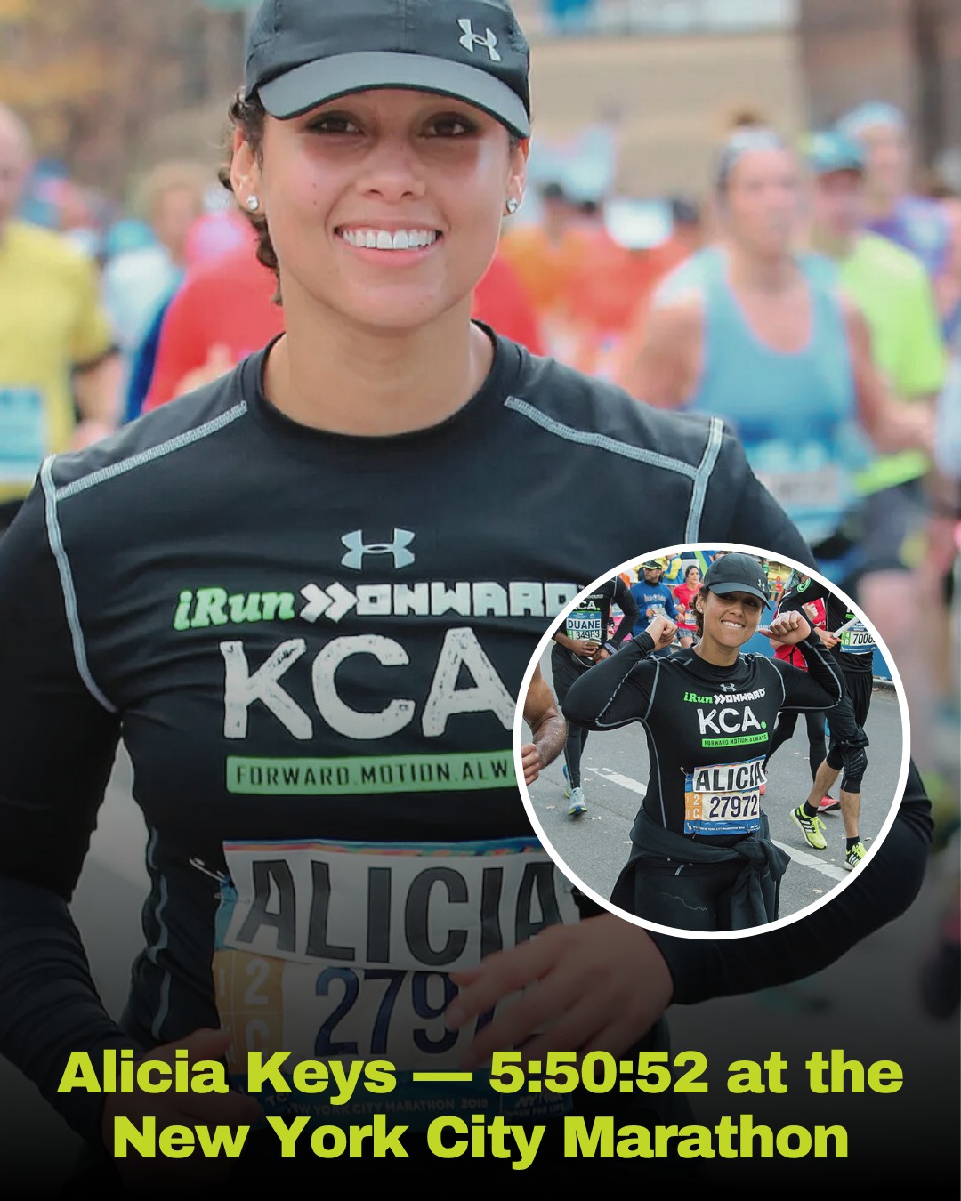 Running Alicia Keys — 5 50 52 at the New York City Marathon 🏃‍♀️ ⭐