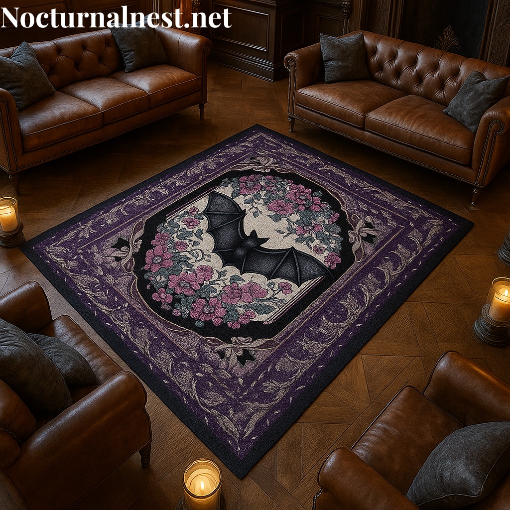 Nocturnal - 🦇 Midnight Bloom Bat Rug – Nocturnal Elegance Edition # ...