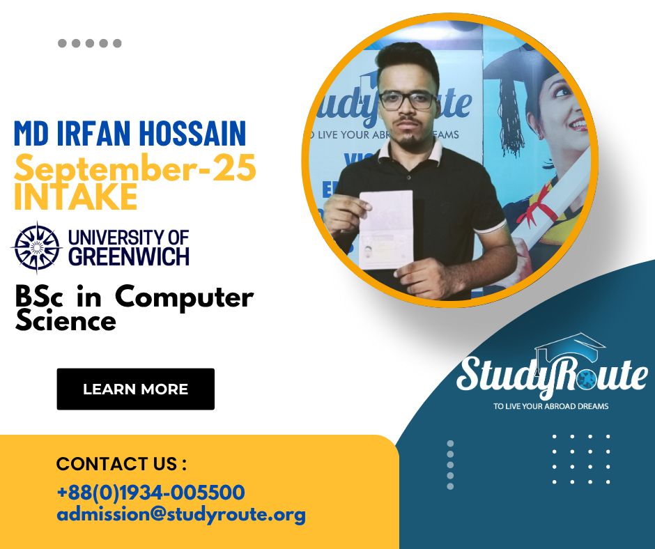StudyRoute - CONGRATULATIONS TO MD IRFAN HOSSAIN | Greenwich, London ...