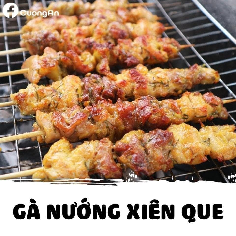 Duyên - GÀ NƯỚNG XIÊN QUE nguyên liệu Xiên tre Đùi gà Hành lá paro Dầu ...