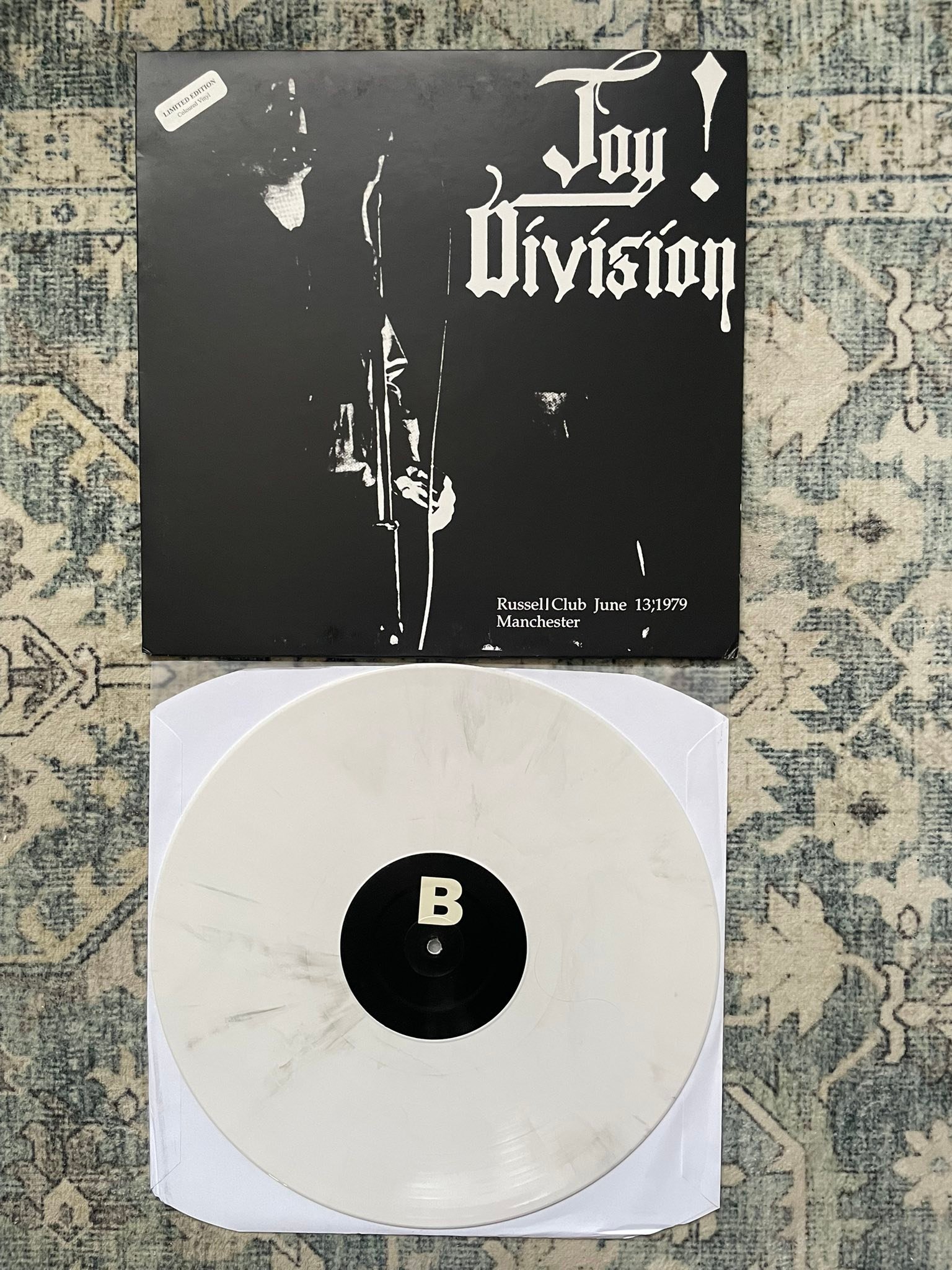 Joy Division live at Russell Club Manchester 1979 on white marbled