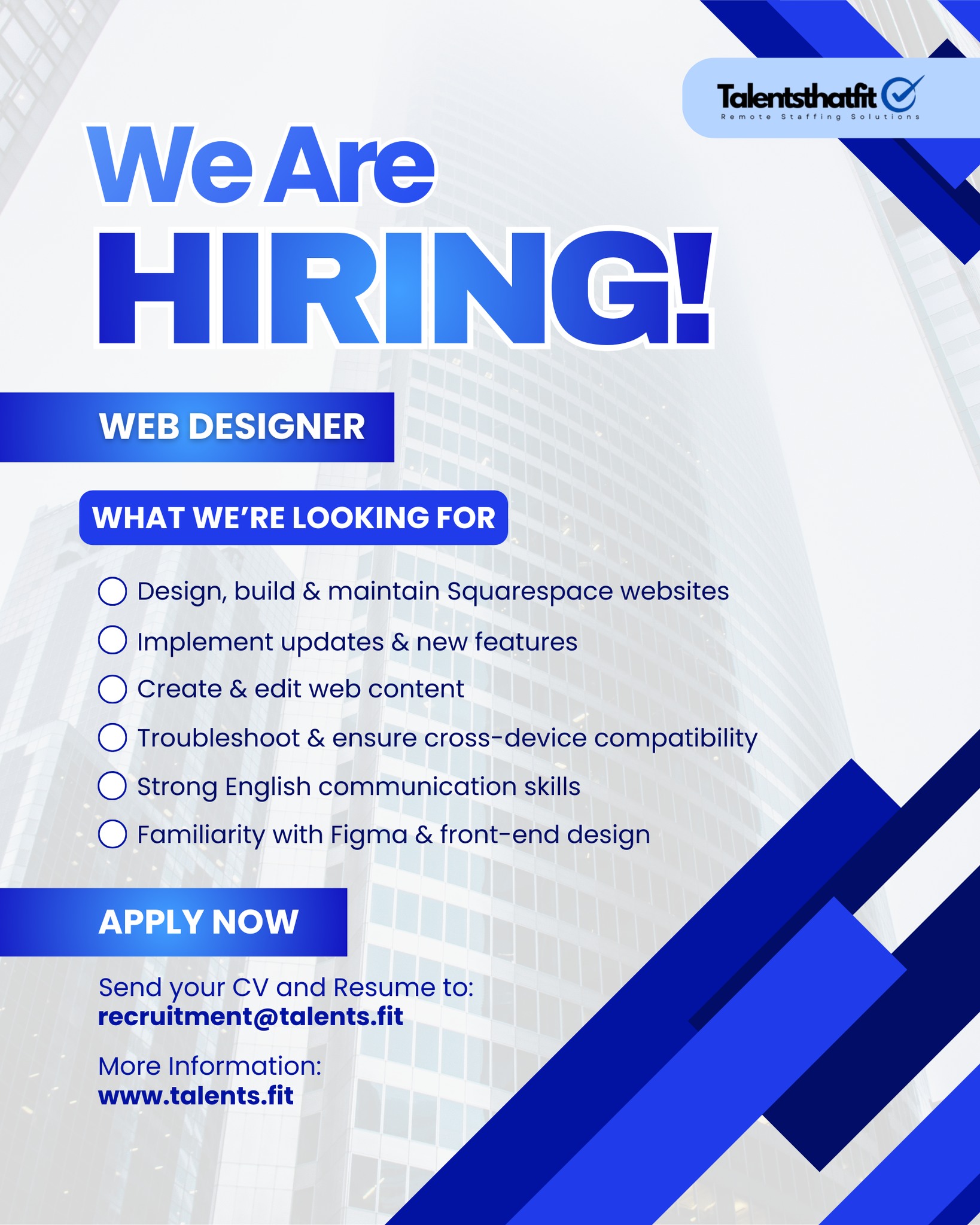 Talentsthatfit - WE’RE HIRING! Web Designer 💻 Remote | Part-Time Key ...