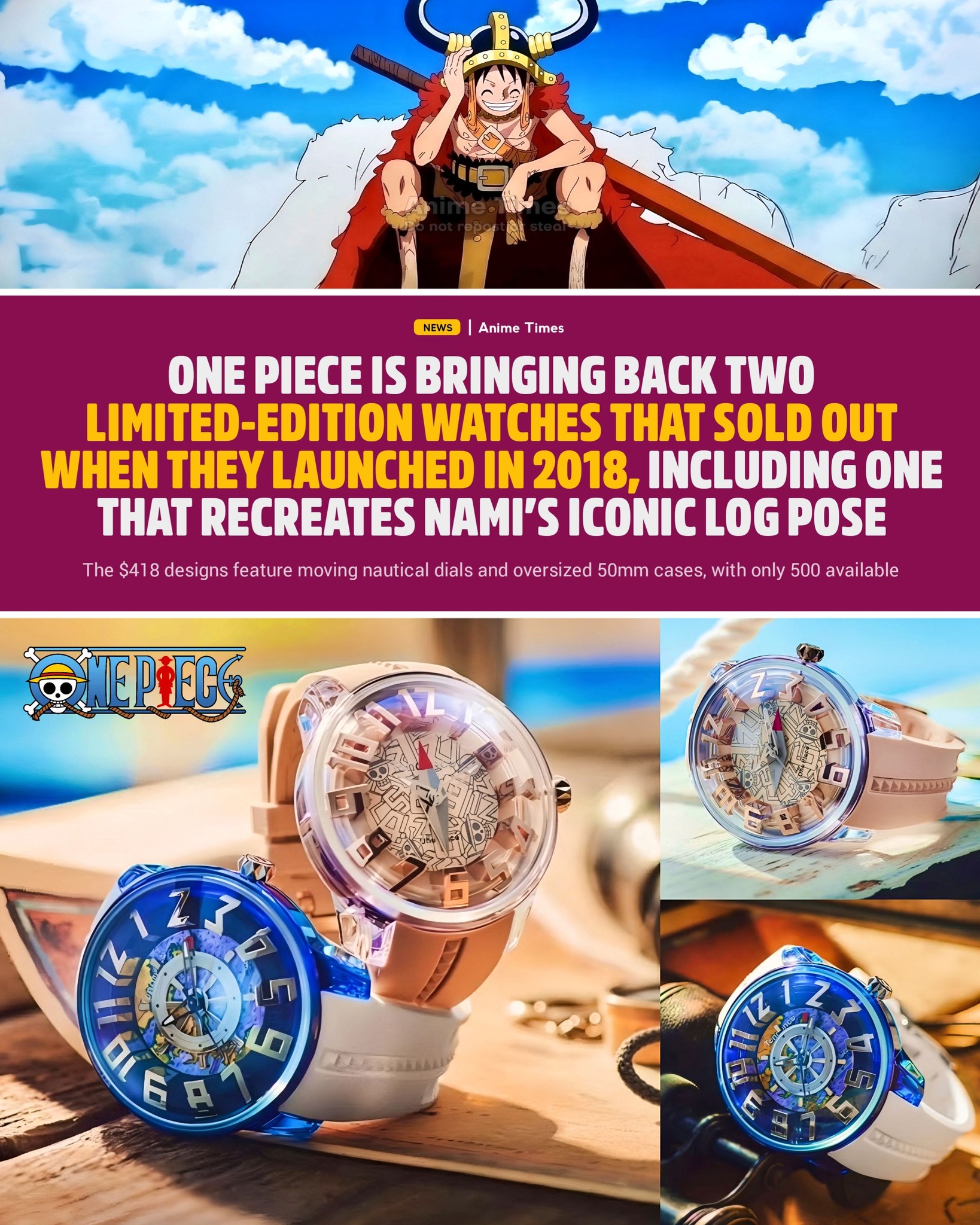 One Piece is bringing back two rare limited-edition watches that
