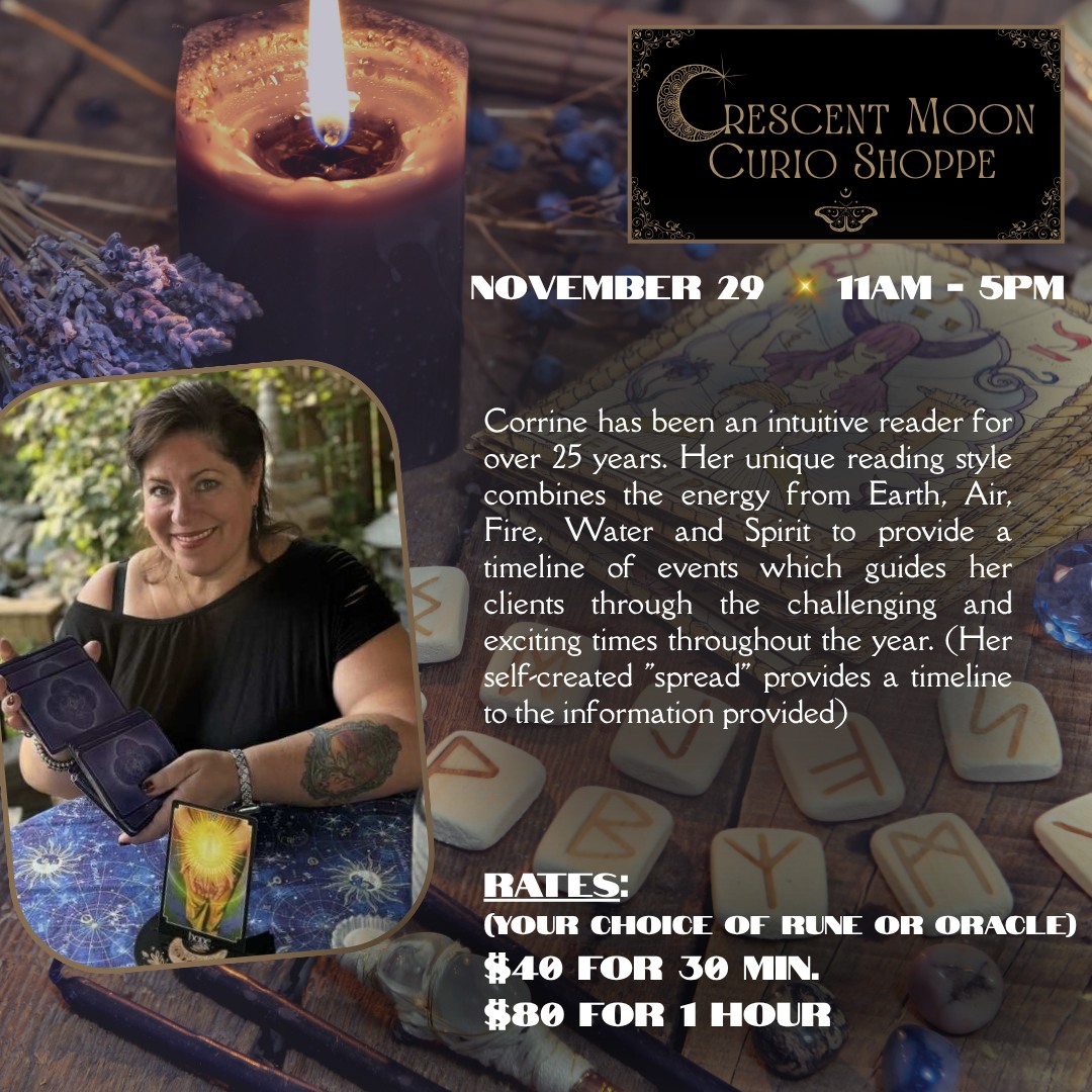 Crescent - We are delighted to have Corrine in the Shoppe this Saturday ...