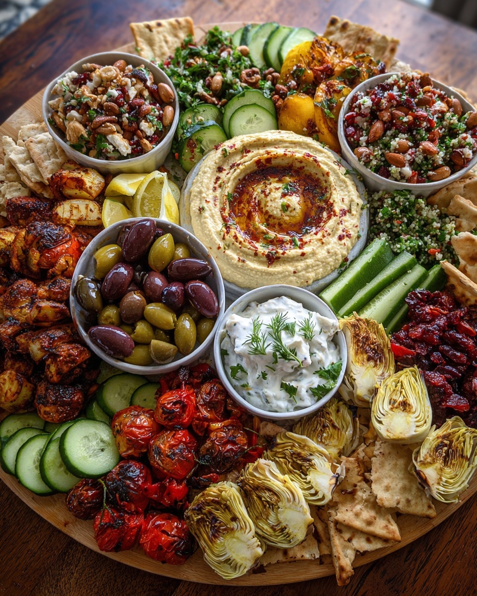 Mediterranean Mezze Tapas Platter Ingredients: 1 cup hummus (classic or flavored) 1 cup tzatziki sauce 1/2 cup marinated olives Recipe in First C.0.Ⓜ.Π.e.n.t 👇💬