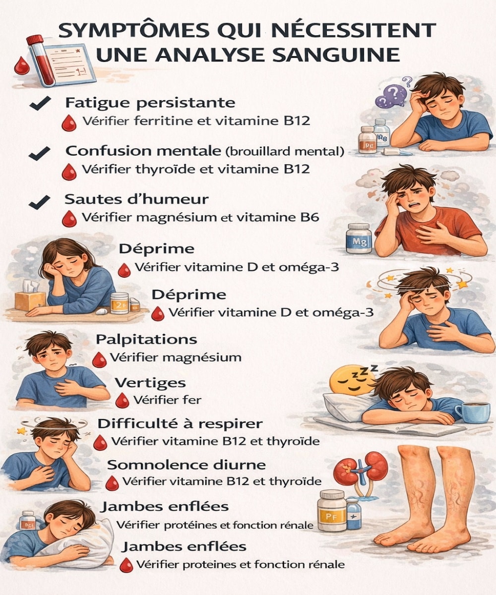 Astuces - 🩸 SYMPTÔMES QUI MÉRITENT UNE ANALYSE DE SANG Fatigue ...