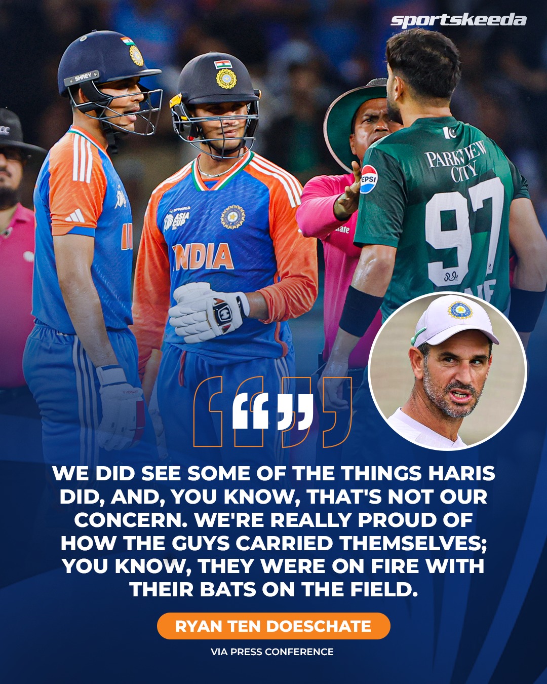 Sportskeeda - Ryan ten Doeschate reacts to Haris Rauf’s controversial ...